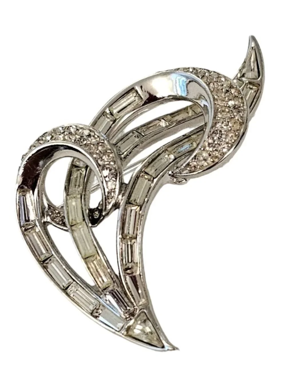 Trifari rhodium plated